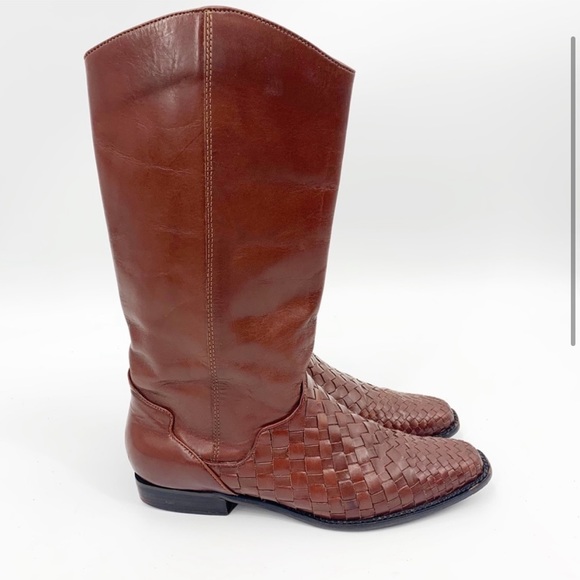 Vintage Basket Weaved Leather Riding Boots - Picture 2 of 5